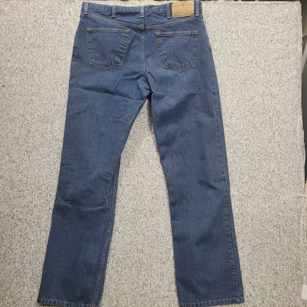 Eddie Bauer Mens Regular Fit Straight Leg Dark Wash Denim Jeans FLAW 36x34